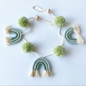 Macrame Rainbow Garland Baby Shower Garland Decor Baby Room Decor Pastel Green